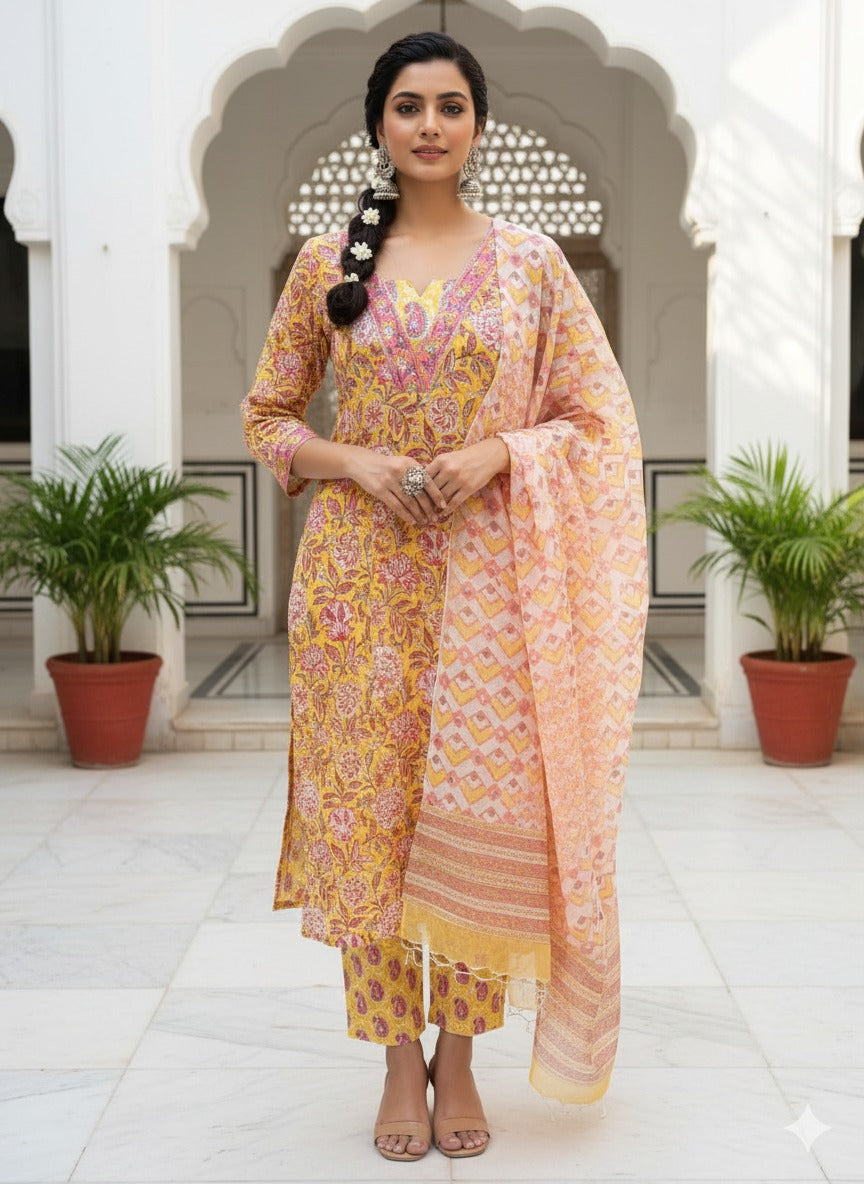 Shop hand block printed cottov suits online (CSS506)