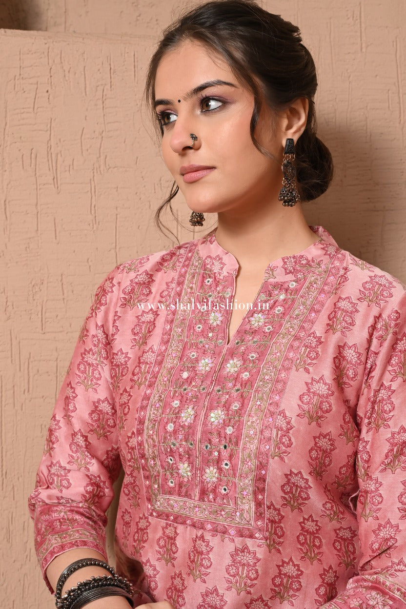 Shop block print chanderi silk suits (CSS514)