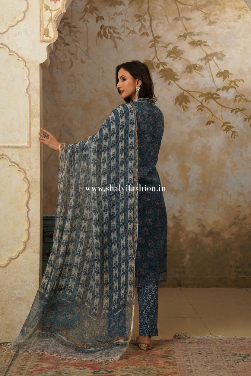 Shop hand block print kota doria suits online shopping (CSS519)