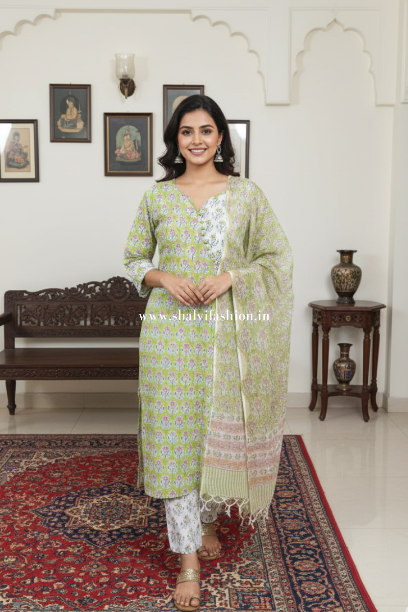 Shop hand block printed cotton suits online (CSS523)