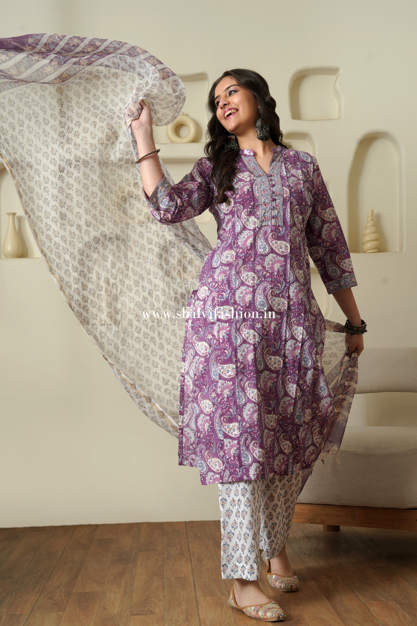 Shop jaipuri block printed cotton suits with doria online (CSS525)