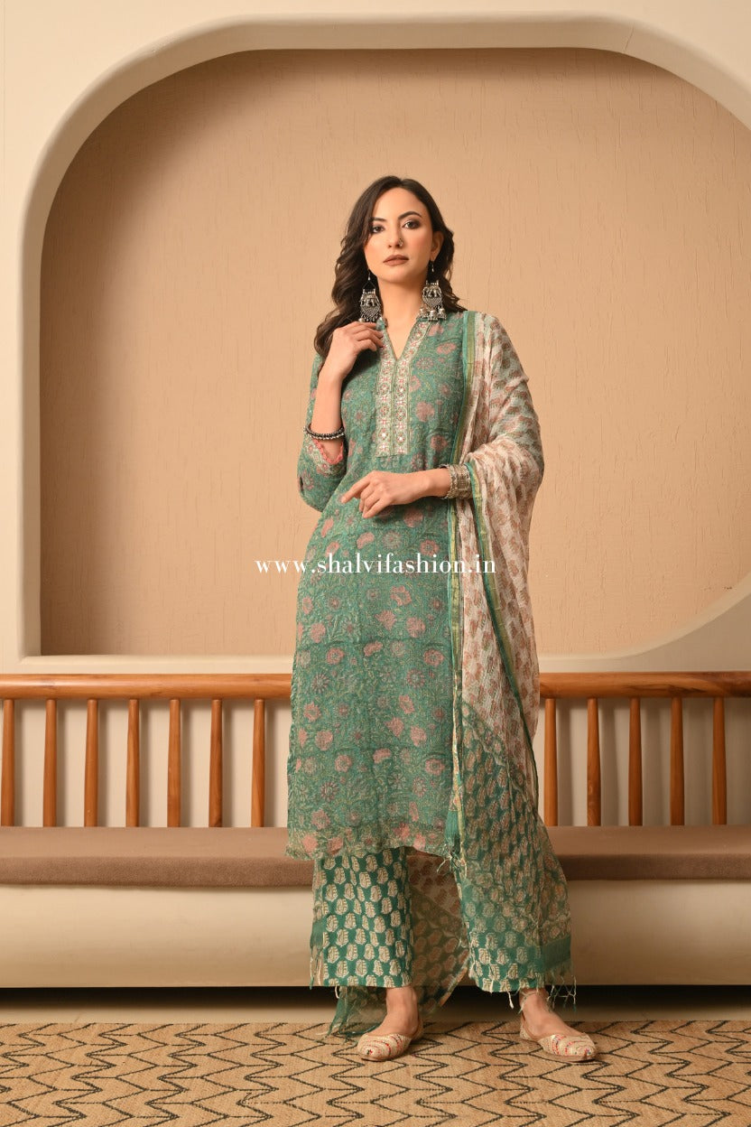 Shop jaipuri hand block print kota doria suits online (CSS542)