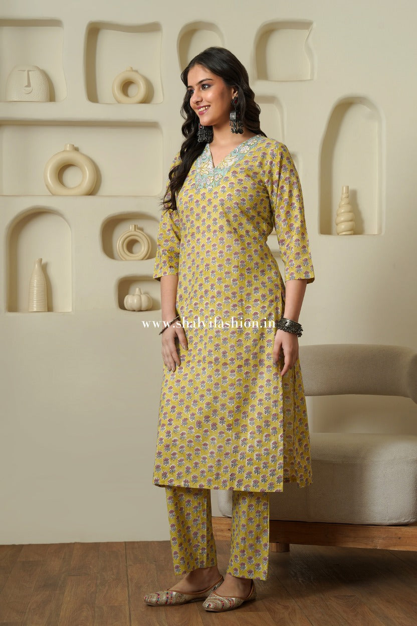 Shop hand block print cotton two piece sets online (CSS543)