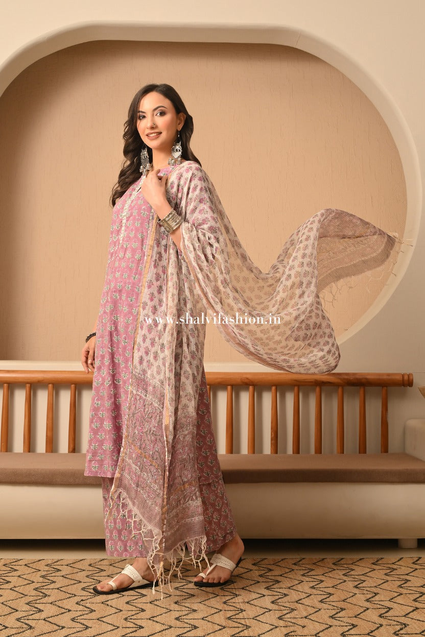 Shop hand block print cotton suits online shopping (CSS548)