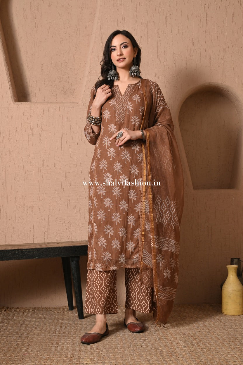 Shop hand block print kota doria suits online shopping (CSS553)