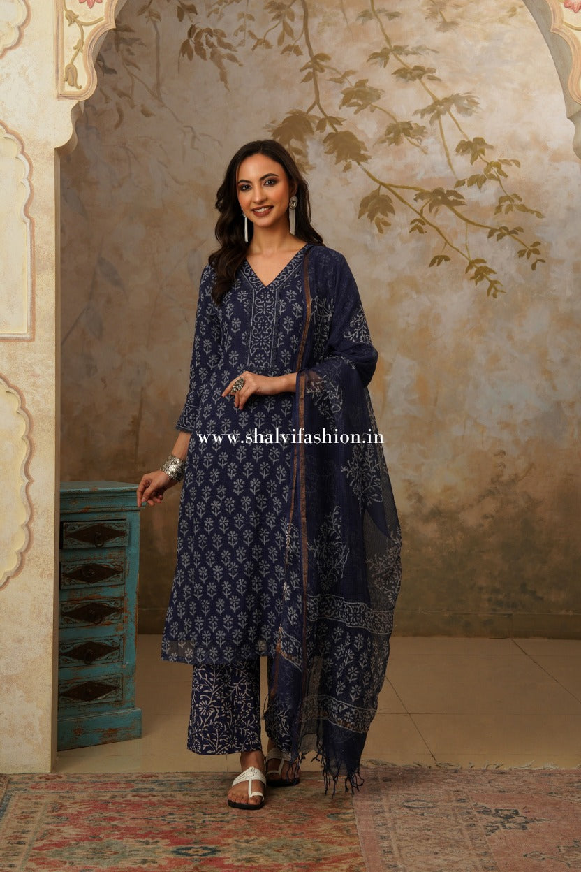 Shop hand block print kota doria suits online (CSS554)