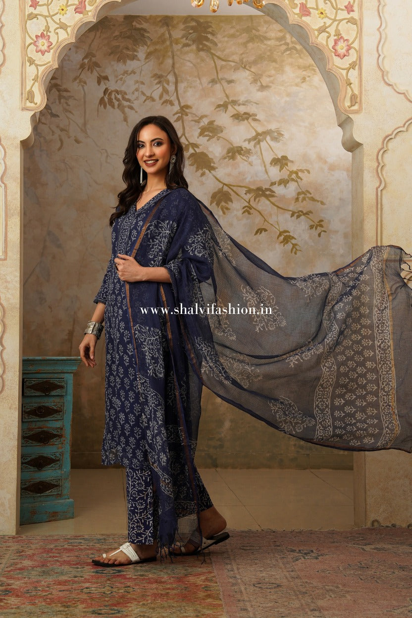Shop hand block print kota doria suits online (CSS554)