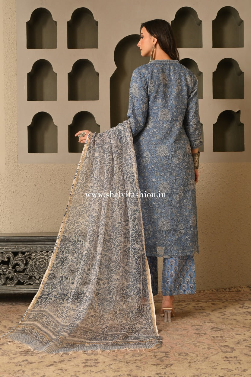 Shop hand block print kota doria suits online shopping (CSS556)