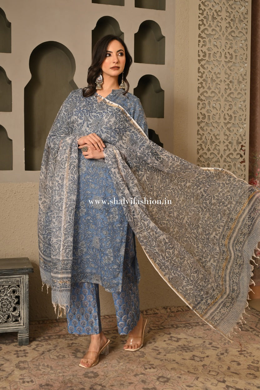 Shop hand block print kota doria suits online shopping (CSS556)