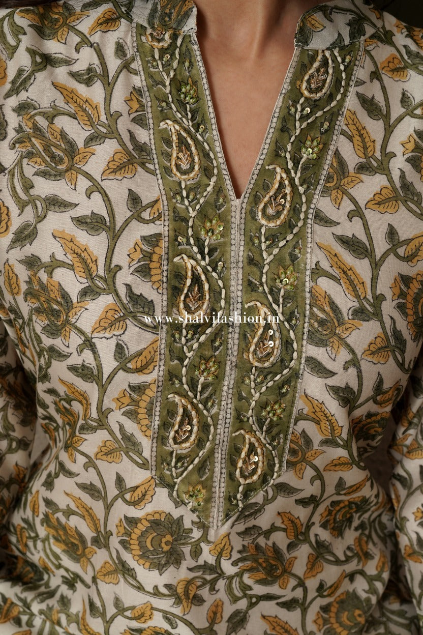 Shop block print chanderi silk suits (CSS558)