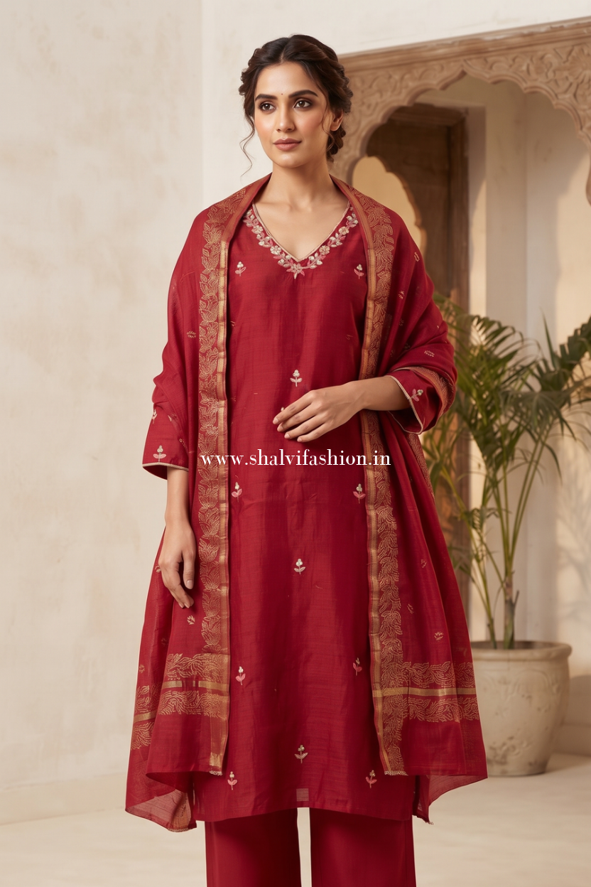 Shop block printed chanderi silk suits online shopping (CSS559)