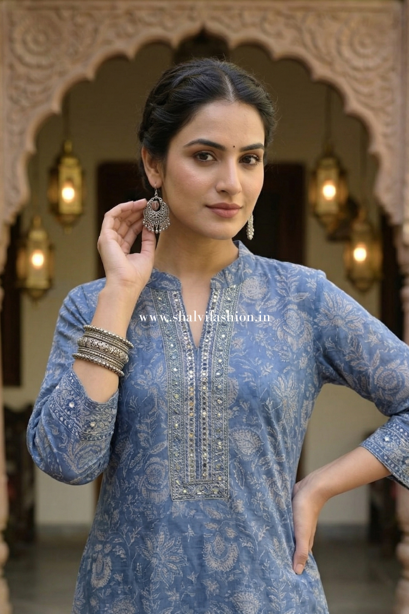 Gulzar Hand Block Print Kota Doria Suit Set (CSS563)