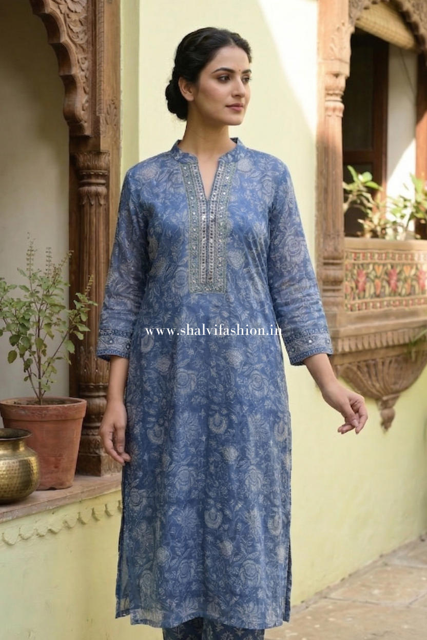 Gulzar Hand Block Print Kota Doria Suit Set (CSS563)