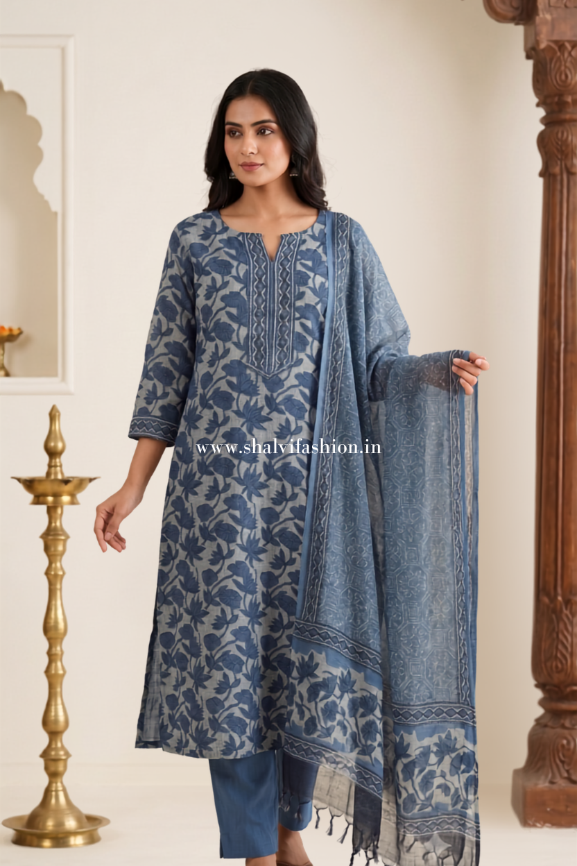 Shop jaipuri hand block print kota doria suits (CSS565)