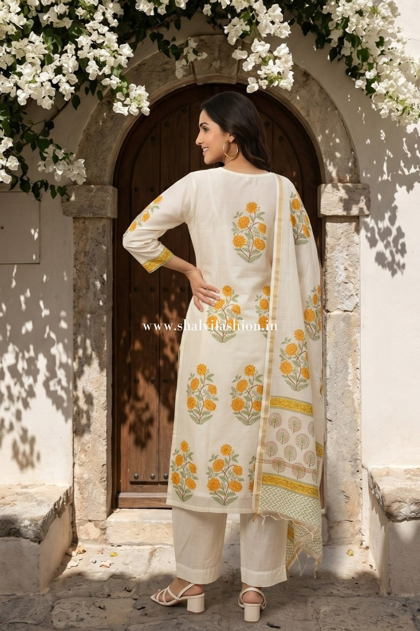 Shop hand block printed chanderi silk suits in jaipur (CSS570)