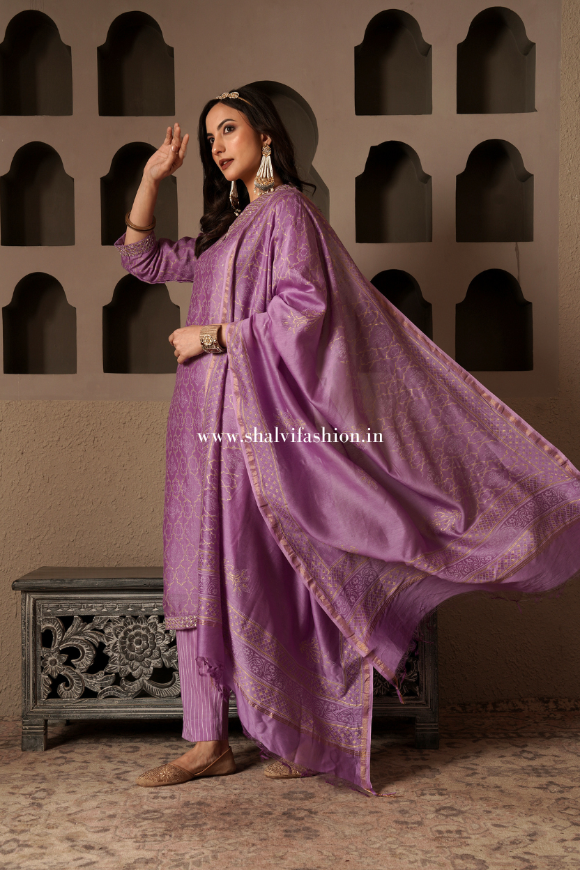 Shop chanderi silk suit sets online (CSS57)