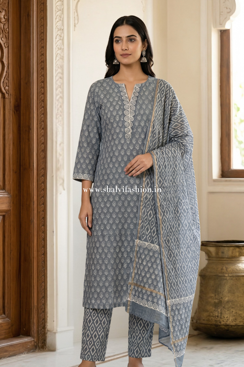 Shop jaipuri block print kota doria suits online (CSS580)