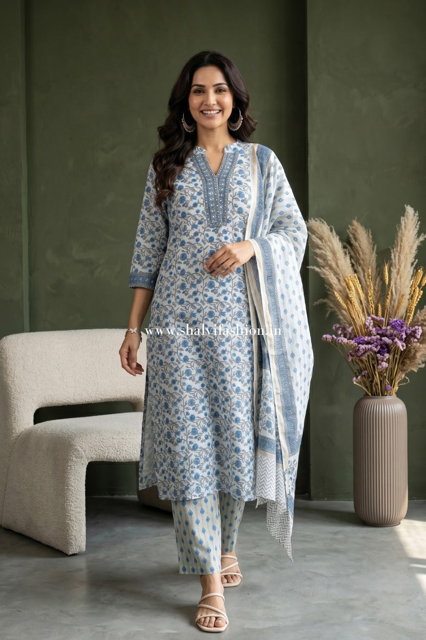 Shop hand block printed chanderi silk suits (CSS582)
