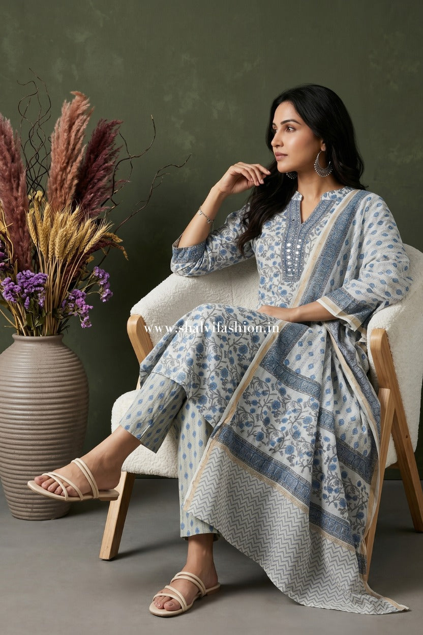 Shop hand block printed chanderi silk suits (CSS582)