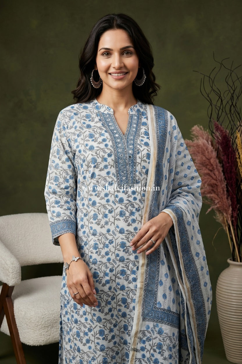 Shop hand block printed chanderi silk suits (CSS582)