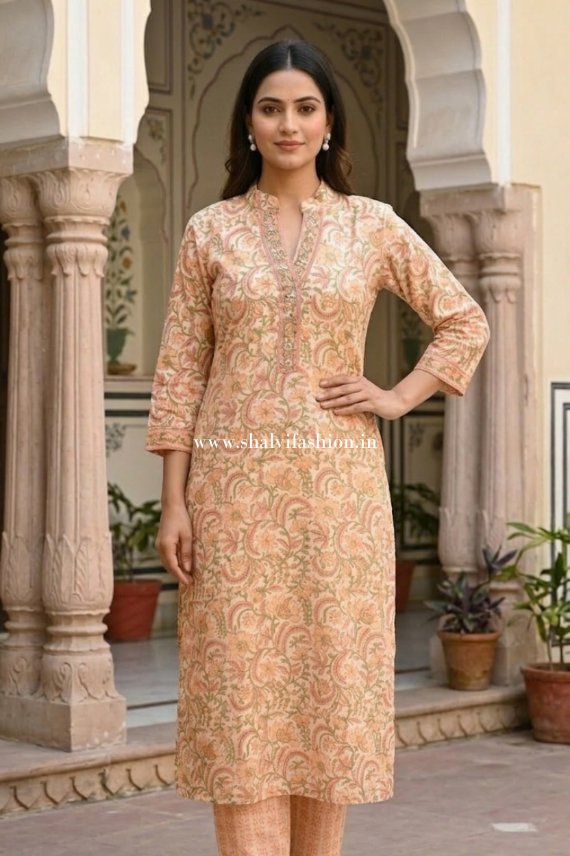 Shop hand block printed chanderi silk suits (CSS585)