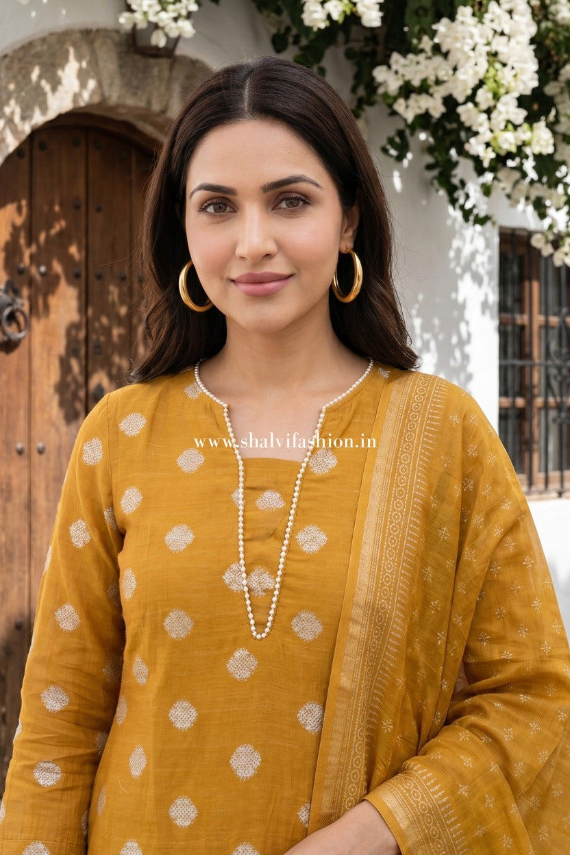 Shop hand block print chanderi silk suits online (CSS586)