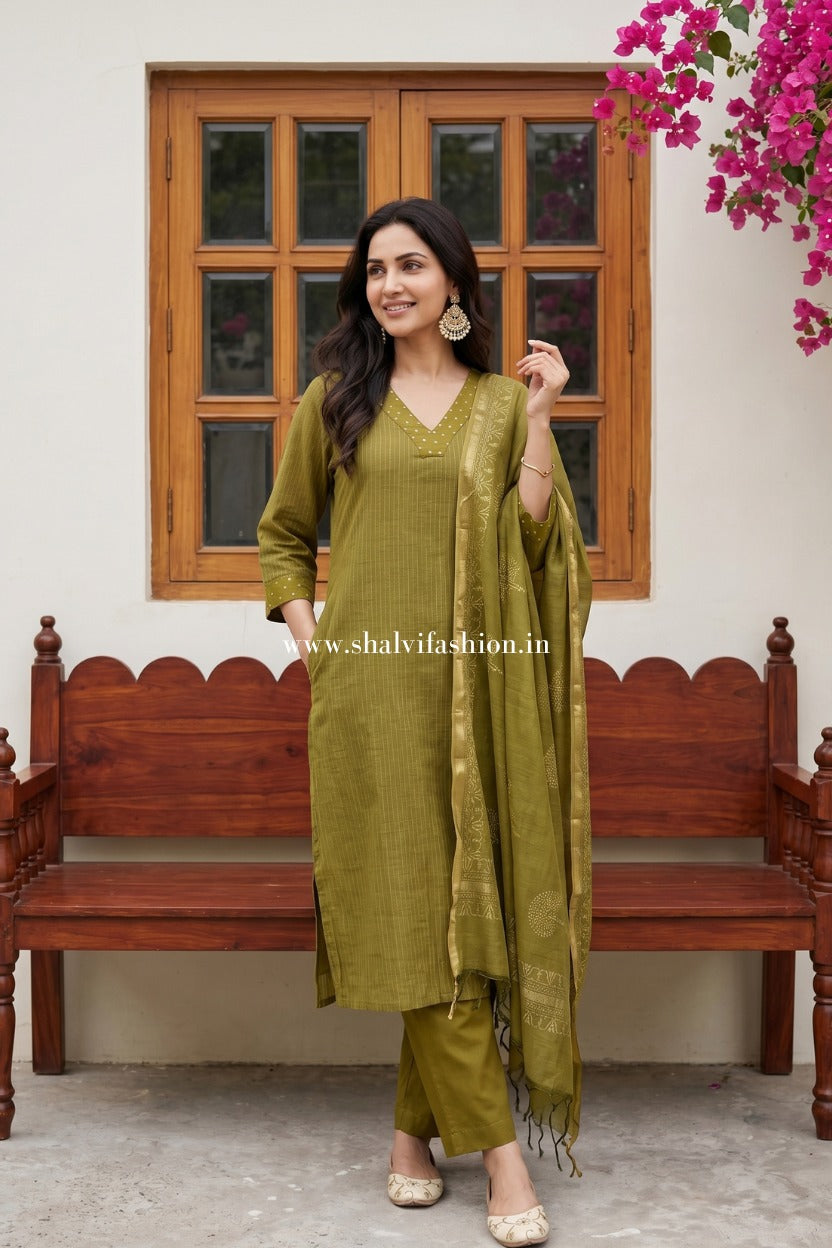Shop sanganeri hand block print chanderi silk suits online (CSS587)