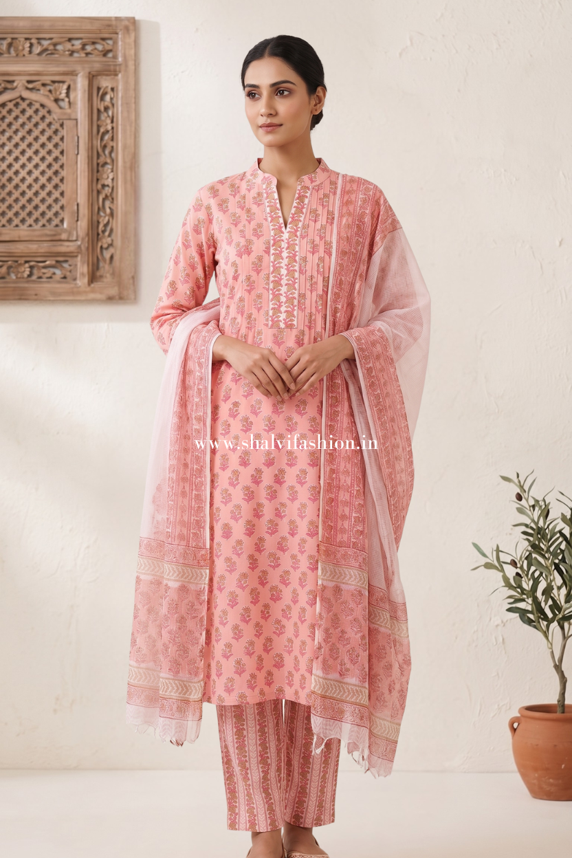 Shop hand block print cotton suits online (CSS606)