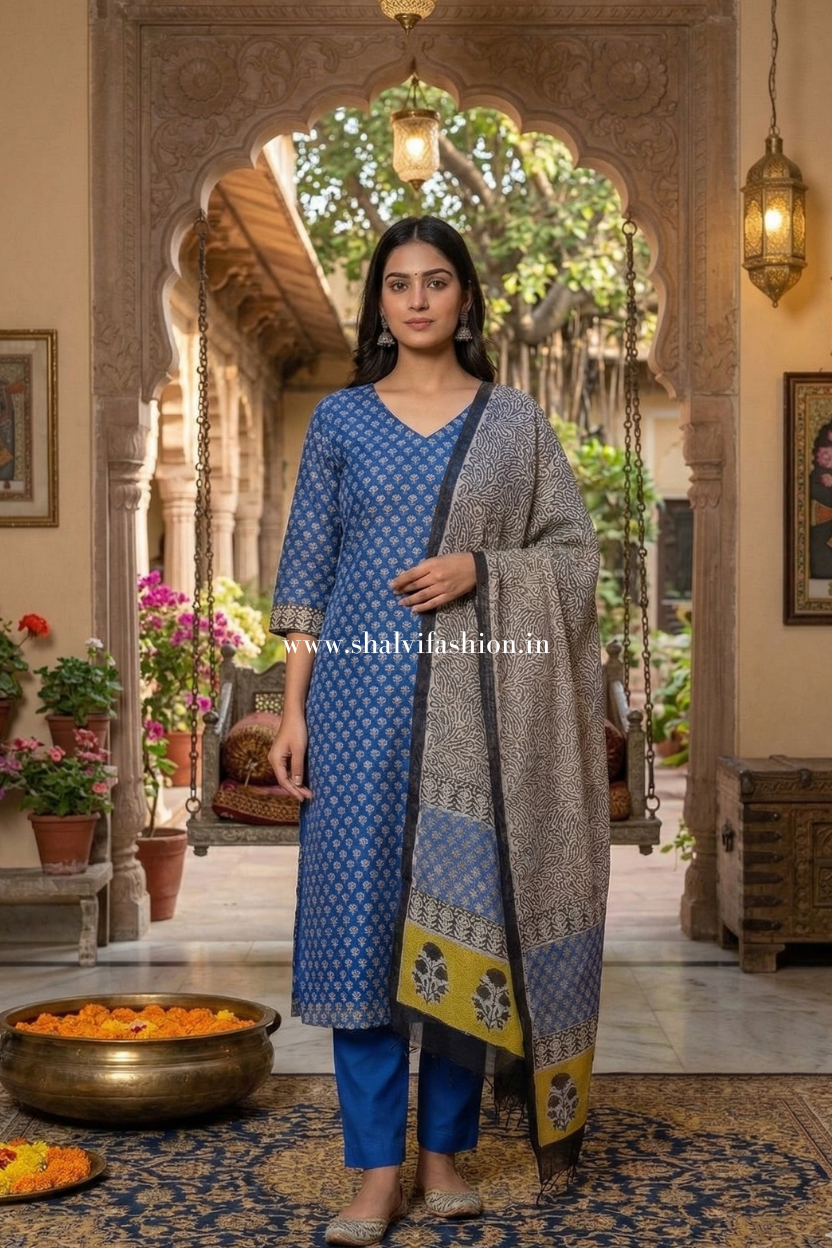 Shop hand block print kota doria suits online (CSS620)