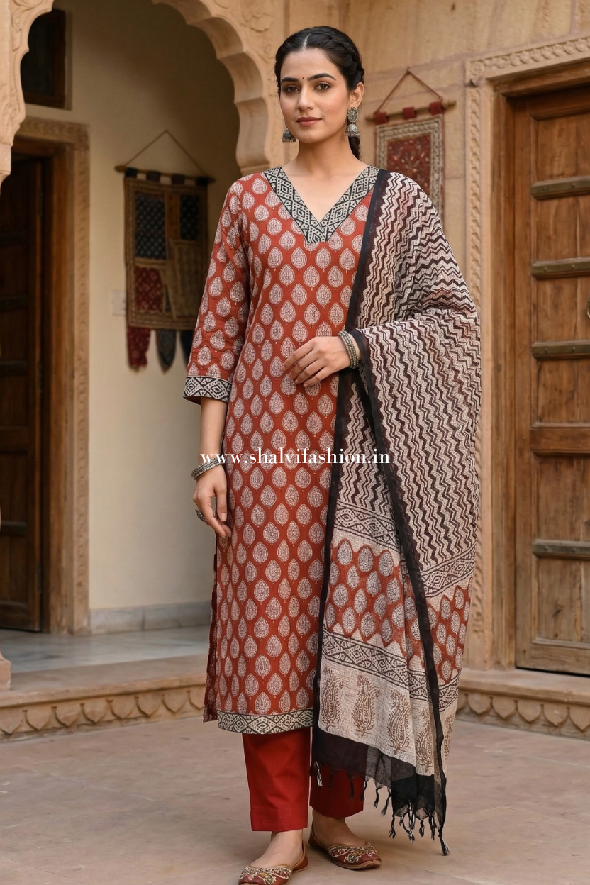 Shop bagru print kota doria suits in jaipur (CSS621)