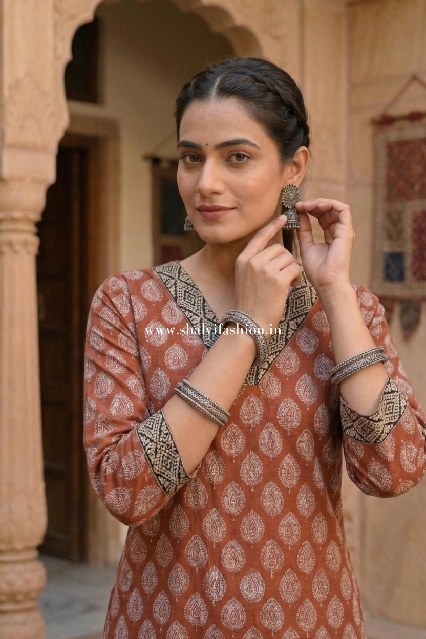 Shop bagru print kota doria suits in jaipur (CSS621)
