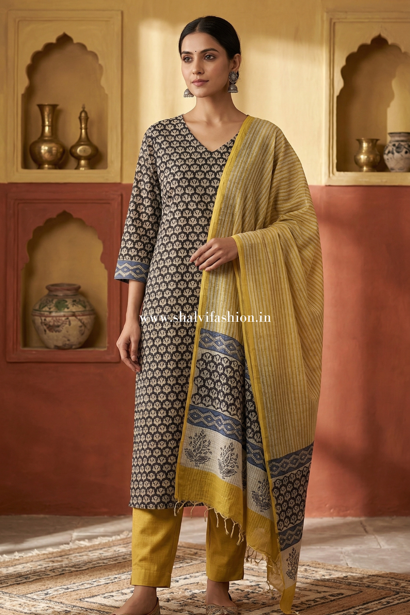 Shop hand block print kota doria suits online (CSS624)