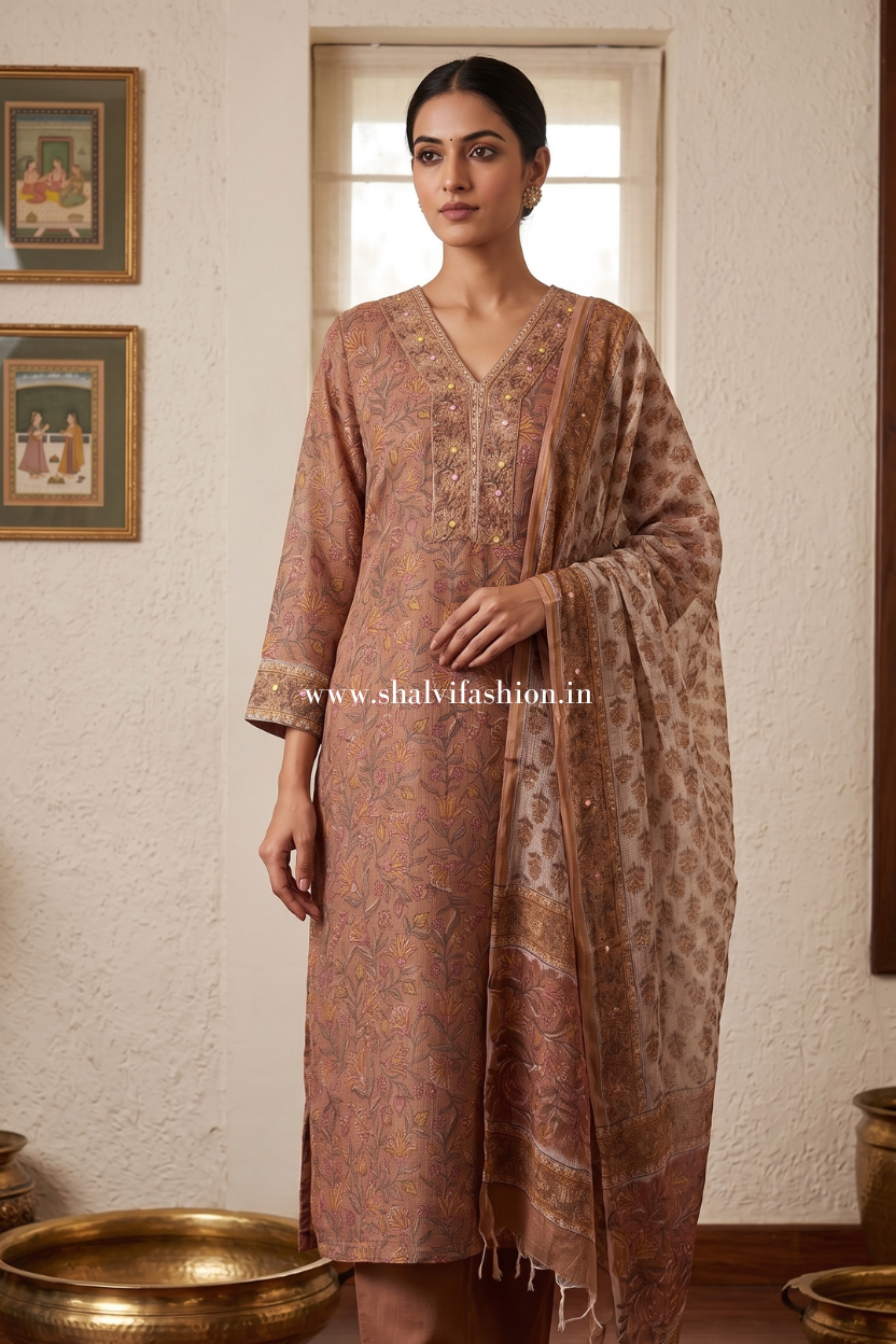 Shop hand block printed kota doria suits in jaipur (CSS639)