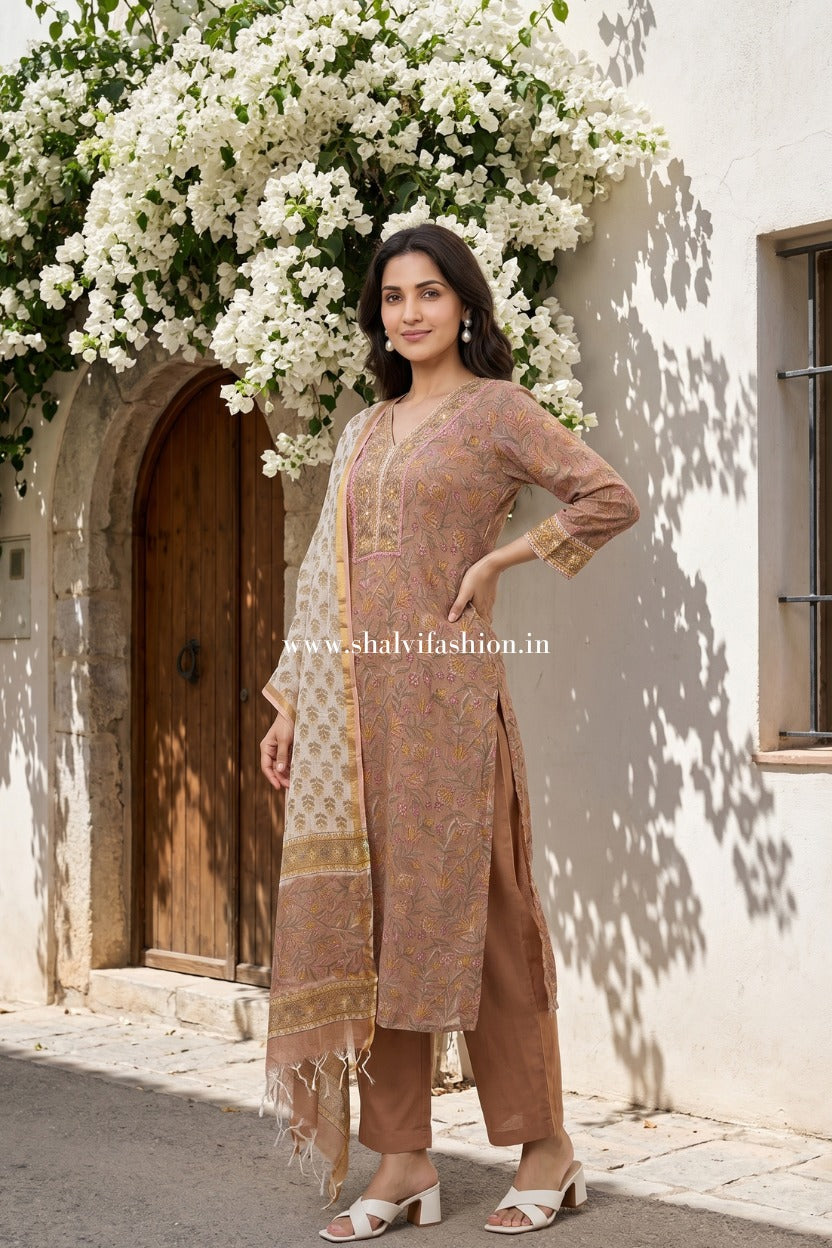 Shop hand block printed kota doria suits in jaipur (CSS639)