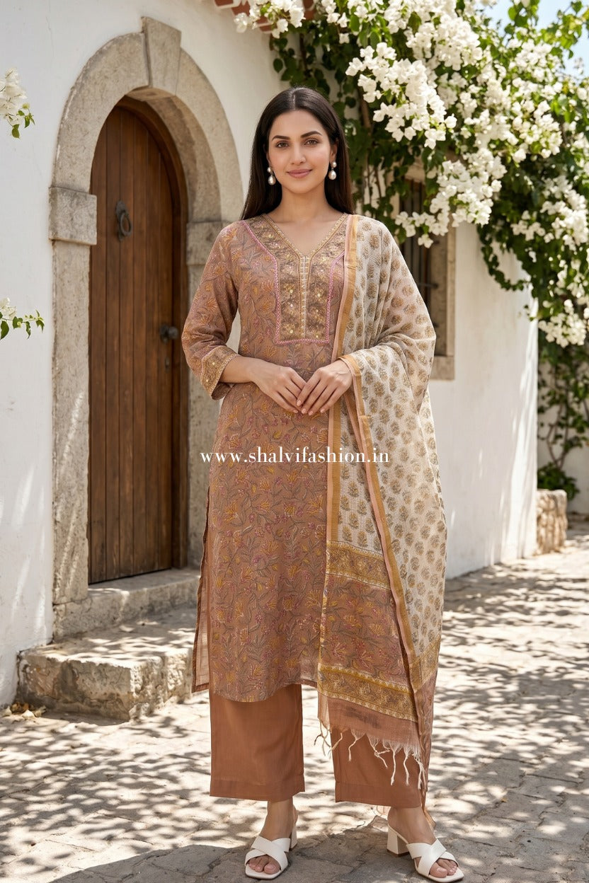 Shop hand block printed kota doria suits in jaipur (CSS639)