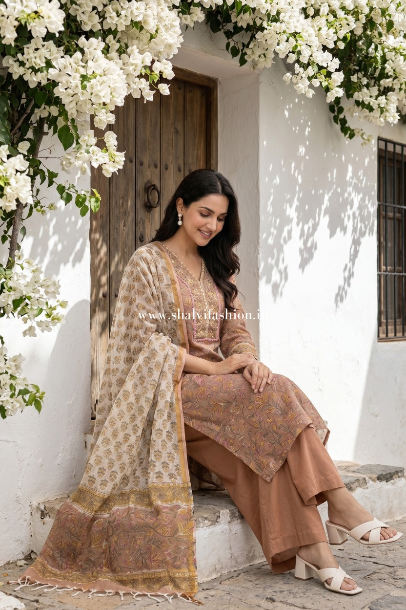 Shop hand block printed kota doria suits in jaipur (CSS639)