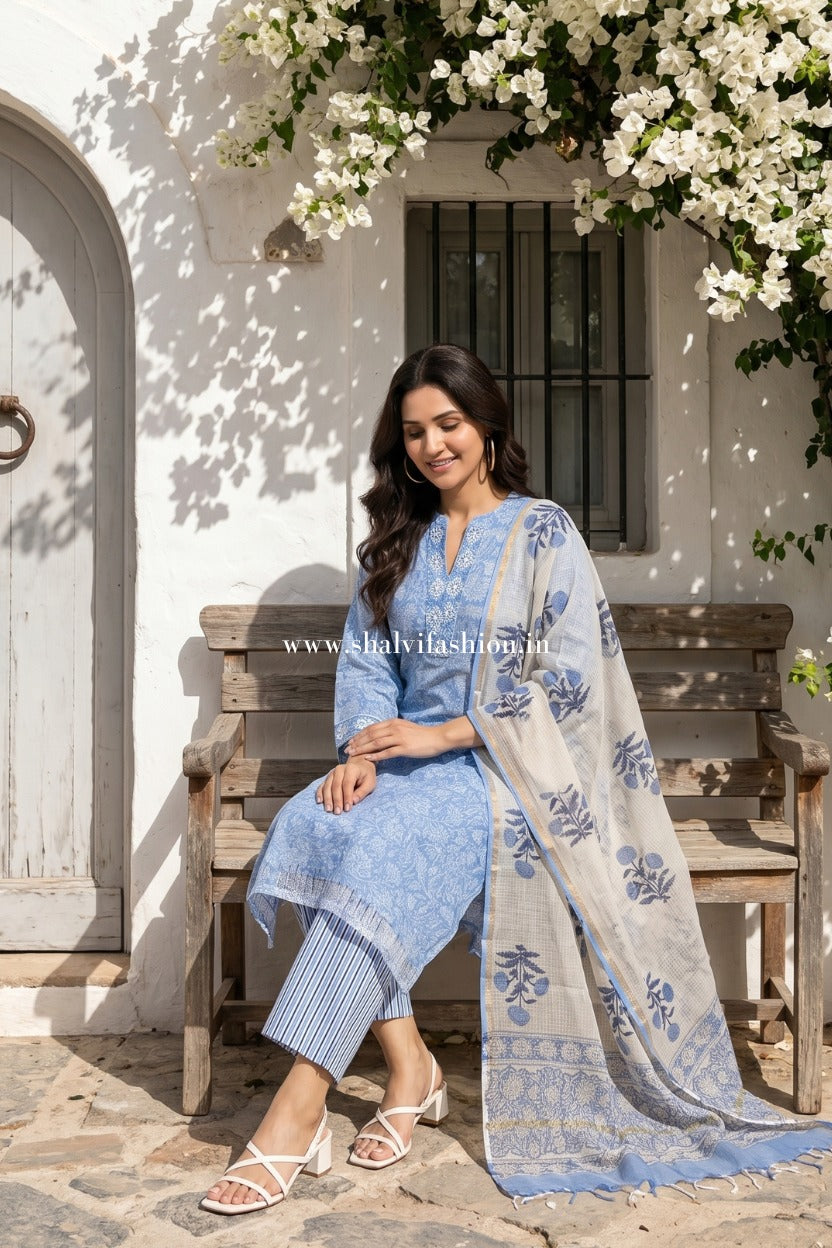 Shop sanganeri print kota doria suits online shopping (CSS643)