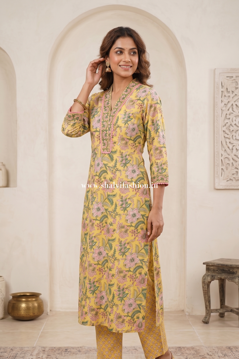 Shop jaipuri print cotton suits with kota dupatta online (CSS645)