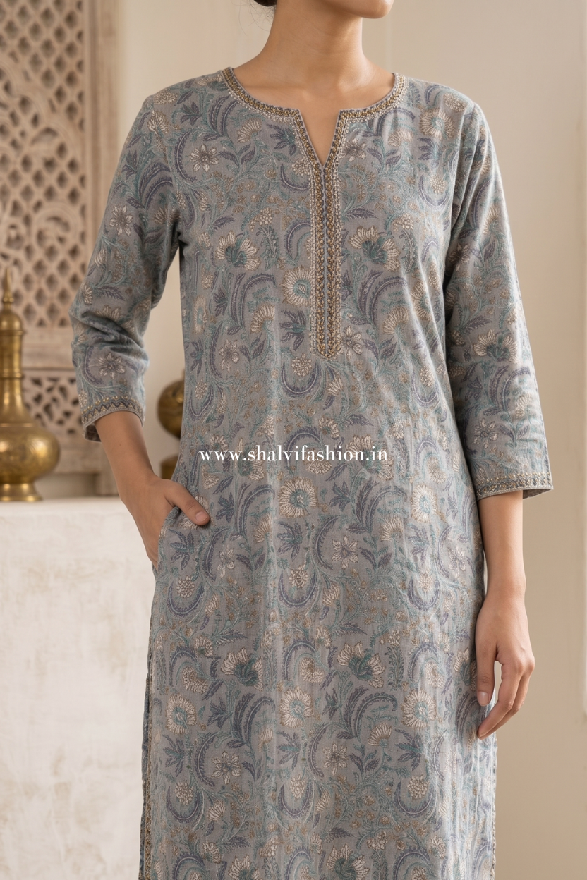Shop hand block printed cotton suits with kota dupatta (CSS654)