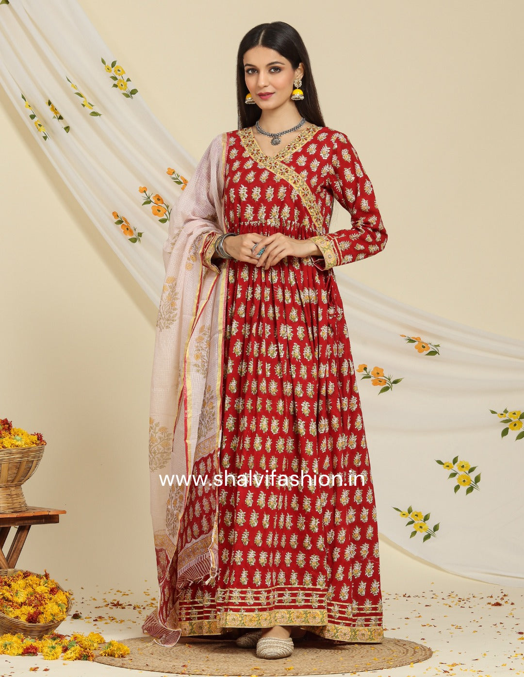 Shop hand block print gown dress online (CSS75)