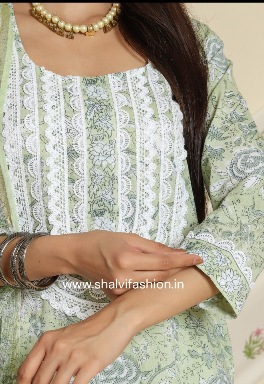 Shop mulmul dupatta hand block print cotton suit sets (CSS95MUL)