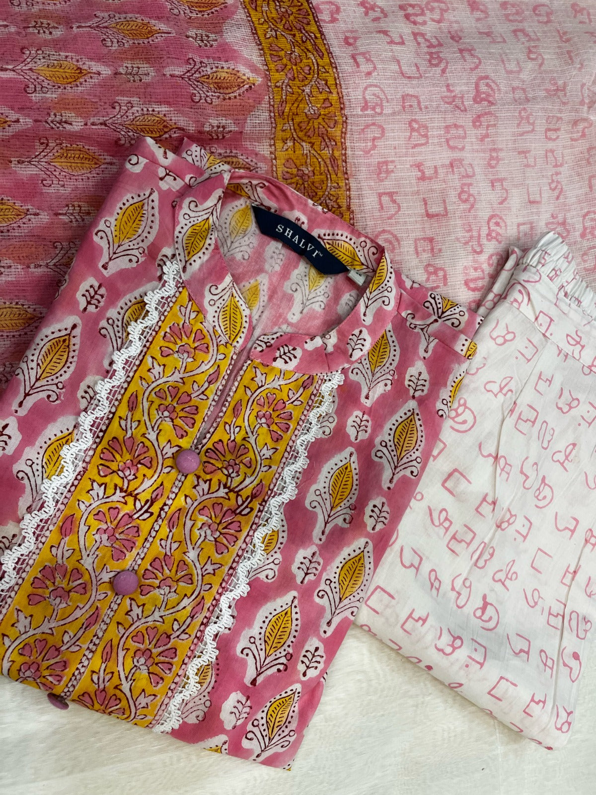 Shop hand block print cotton suits with kota dupatta online (CSS98KD)