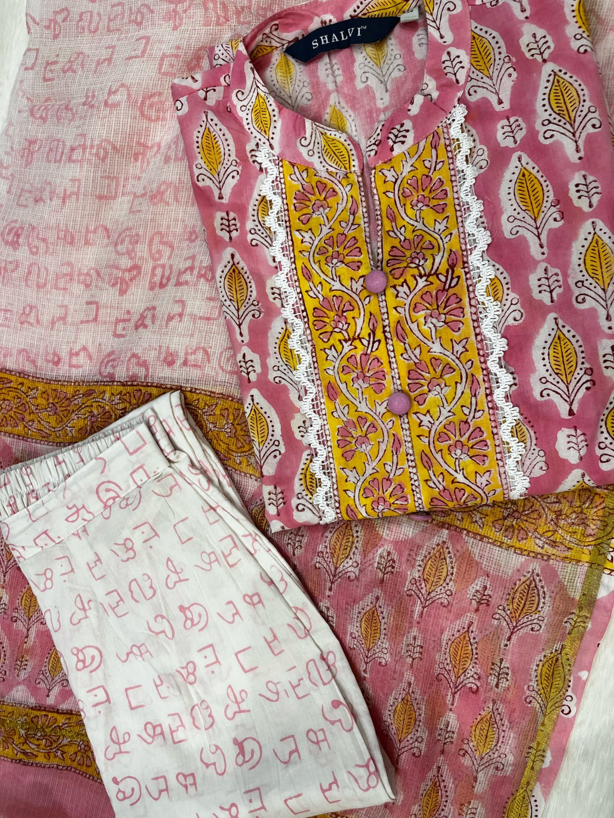 Shop hand block print cotton suits with kota dupatta online (CSS98KD)