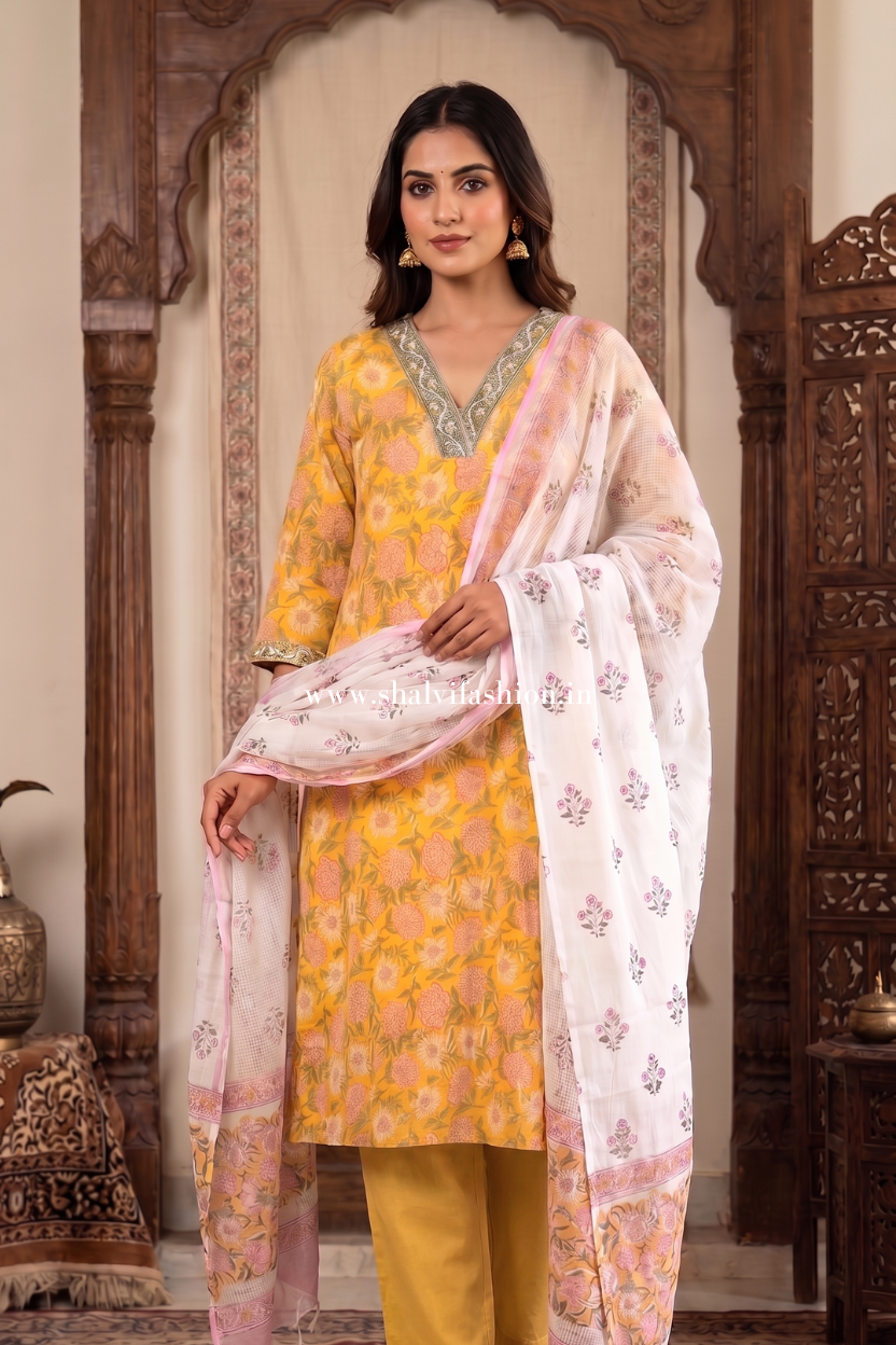 Shop hand block printed kota suits online shopping (FKDS07)