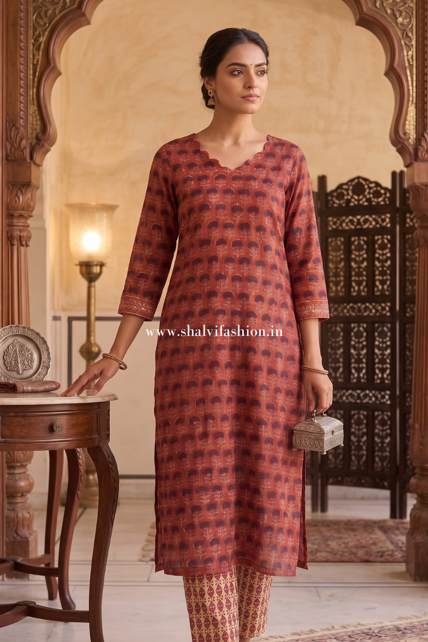 Shop hand block print kota doria suits online (FKDS18)