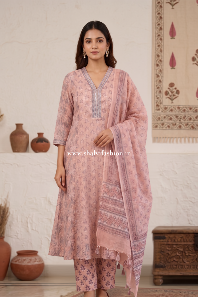 Shop hand block print kota doria suits online shopping (FKDS21)