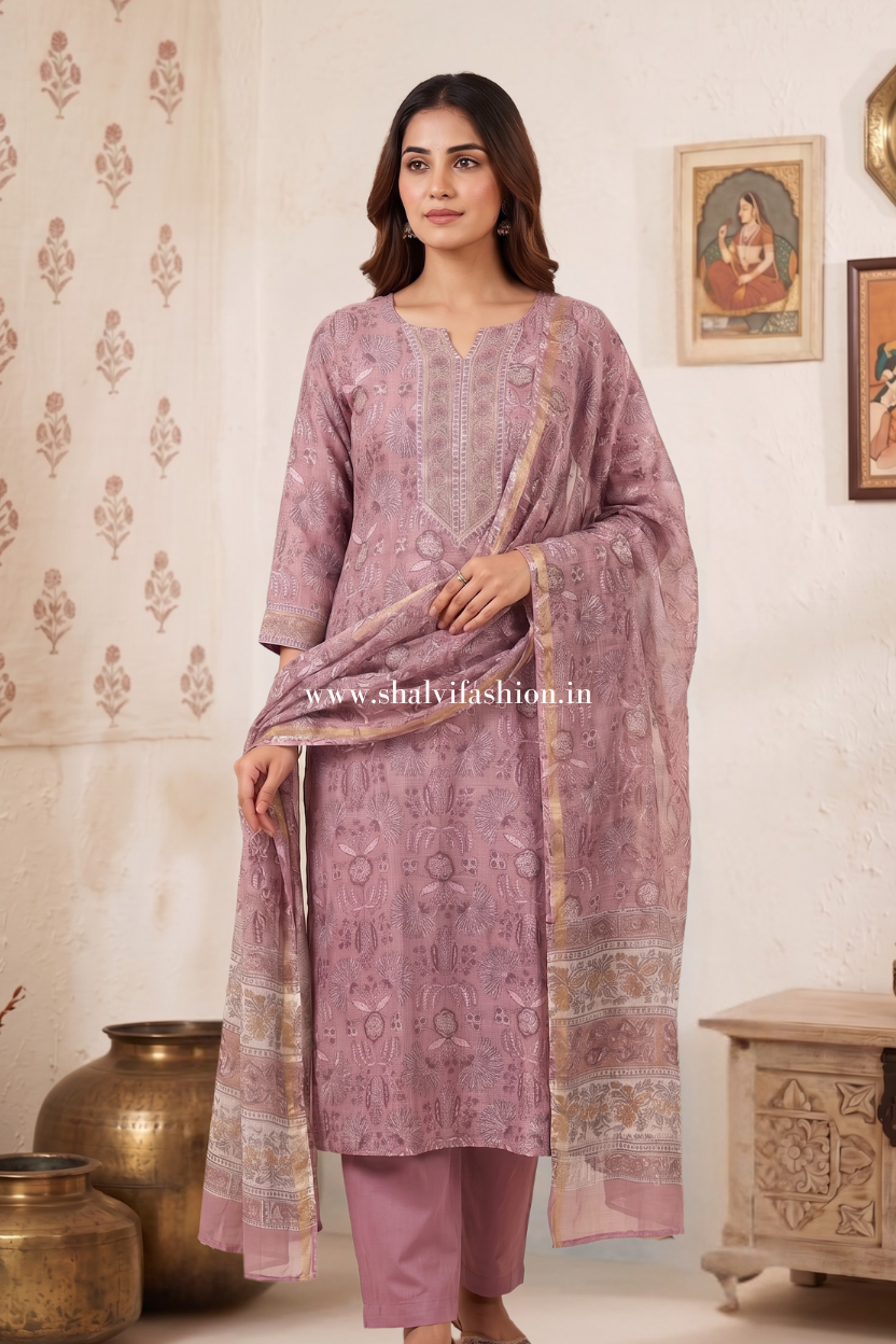 Shop hand block printed kota doria suit sets (FKDS25)