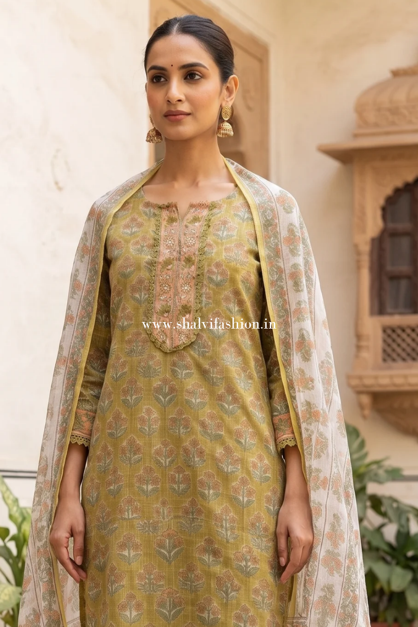 Shop block printed kota doria suits in jaipur (FKDS41)
