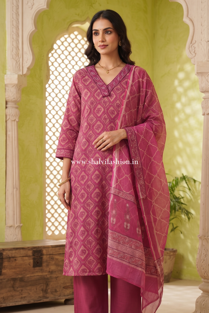 Shop hand block printed kota doria suits online (FKDS50)