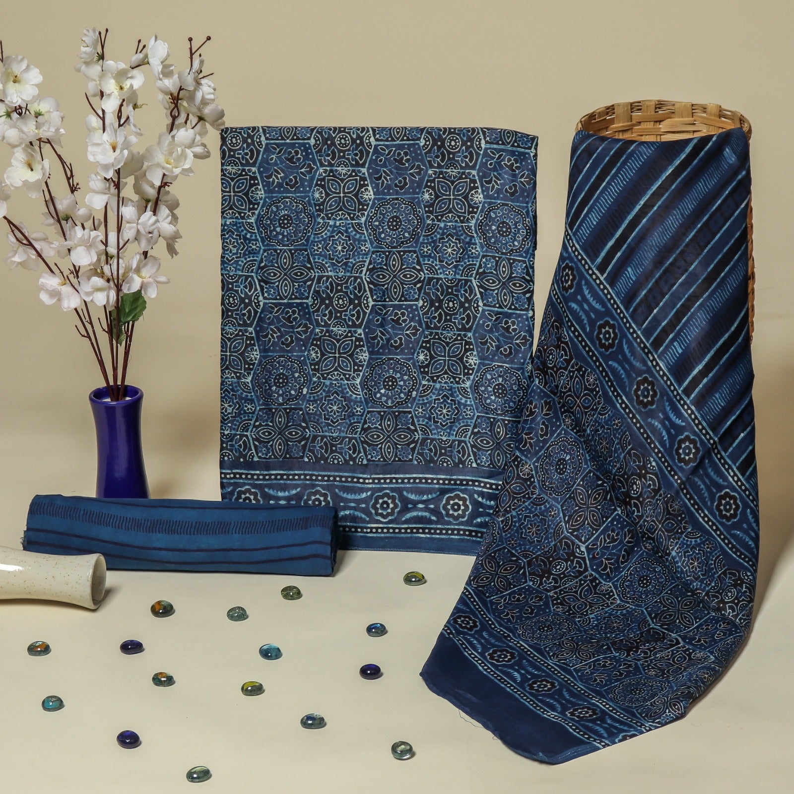 Shop hand block print gaji silk suits online shopping (GAS02)